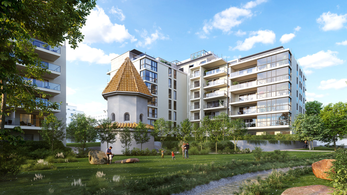 Luxusní Penthousy Radimova Praha 6 - exteriér s kapličkou Luxusní Penthousy Radimova Praha 6 - exteriér s kapličkou